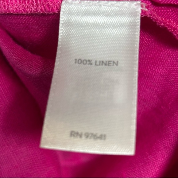 J. Jill Love Linen Long Sleeve Button Down Shirt-Dark Pink-Women Size Medium - Picture 6 of 6